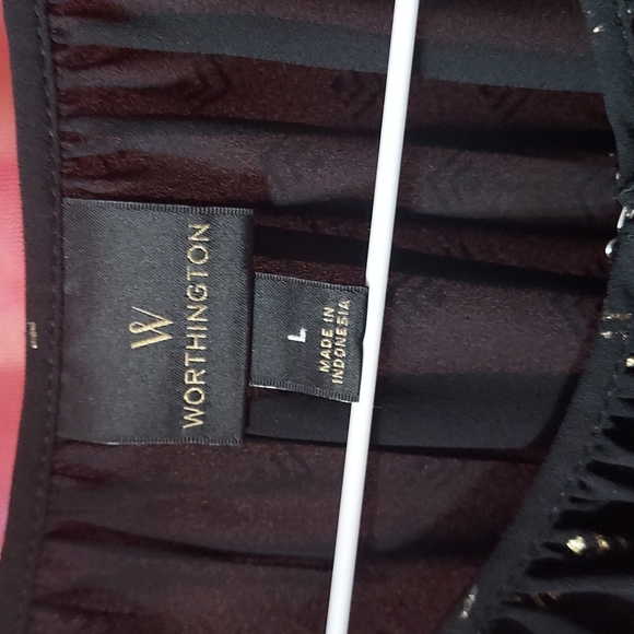 Black and Gold Worthington Woman's Blouse Large - Picture 2 of 3